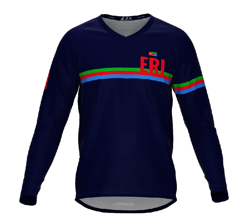 MTB BMX Cycling Jersey Long Sleeve Code Eritrea Blue for Men and Women