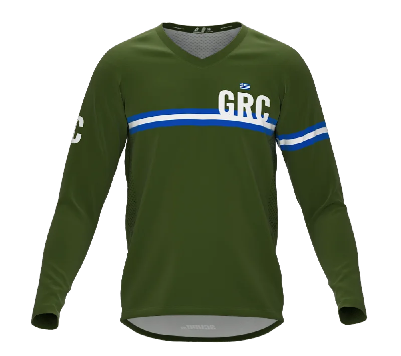 MTB BMX Cycling Jersey Long Sleeve Code Greece Green for Men and Women