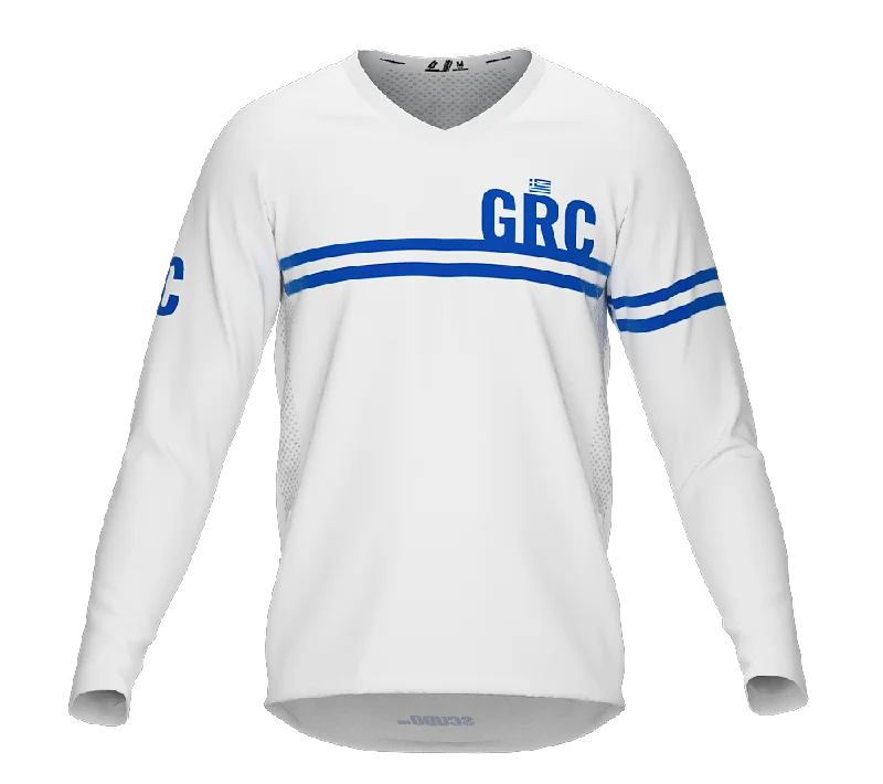 MTB BMX Cycling Jersey Long Sleeve Code Greece White for Men and Women