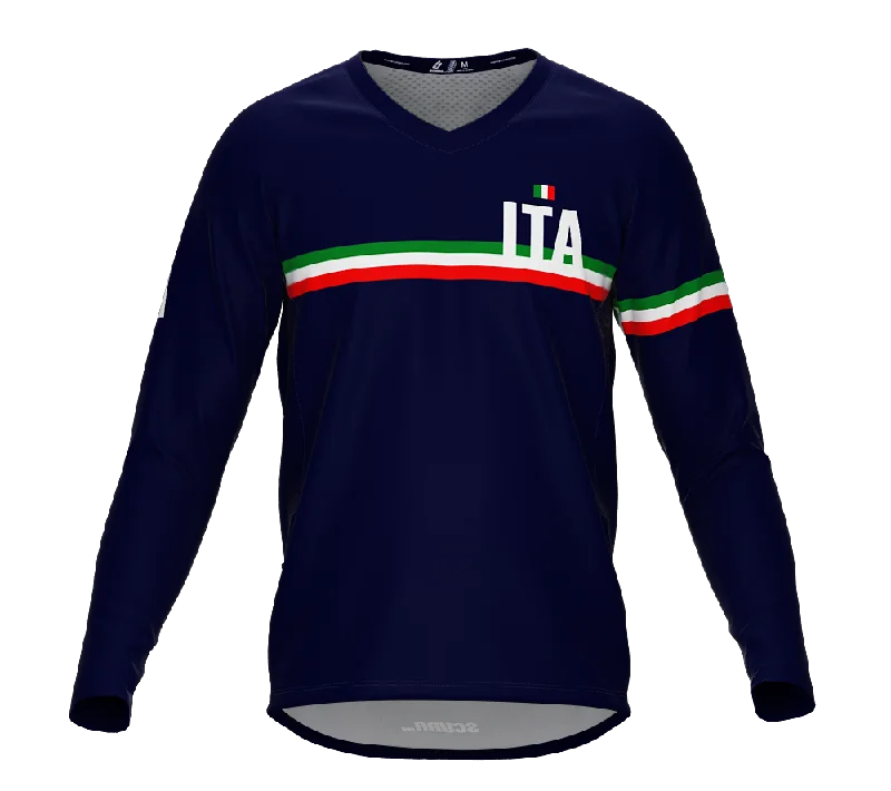 MTB BMX Cycling Jersey Long Sleeve Code Italy Blue for Men and Women