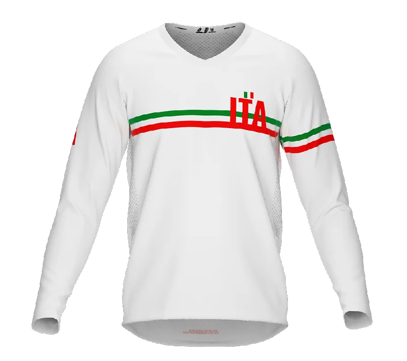 MTB BMX Cycling Jersey Long Sleeve Code Italy White for Men and Women