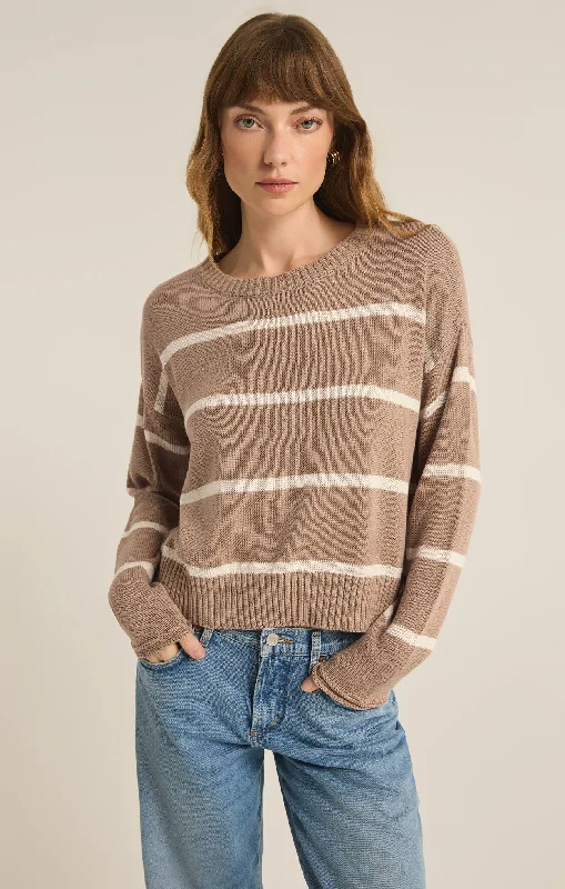 High - Low Hem Women's Cashmere - Blended SweatersZ Supply Sienna Stripe Sweater