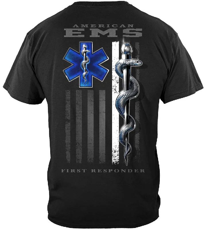 Crop Top Women T Shirt to Pair with High - Waisted BottomsAmerican EMS First Responder Ghost Flag Classic T-Shirt