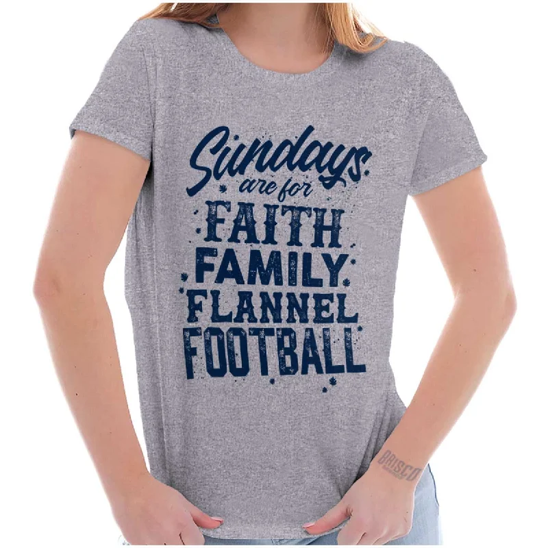 Long Sleeve Women T Shirt for Cooler WeatherFaith Family Football Ladies T Shirt