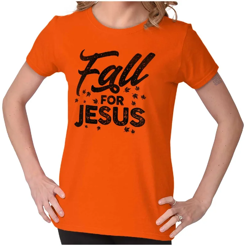 V - Neck Women T Shirt to Enhance the NecklineFall for Jesus Ladies T Shirt