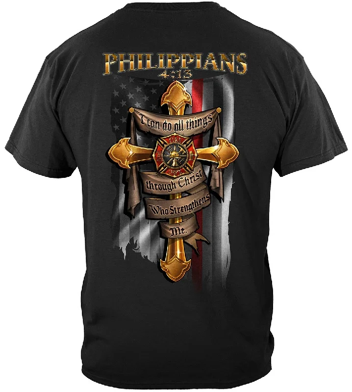 Plus Size Women T Shirt for a Comfortable and Flattering FitFirefighter Bible Verse Philipians 4: 13 I Can Do all things Thru Christ Classic T-Shirt