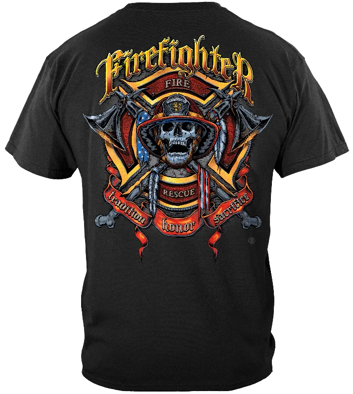 Tie - Dye Women T Shirt with a Bohemian VibeFirefighter Tradition-Honor-Sacrifice Shirt