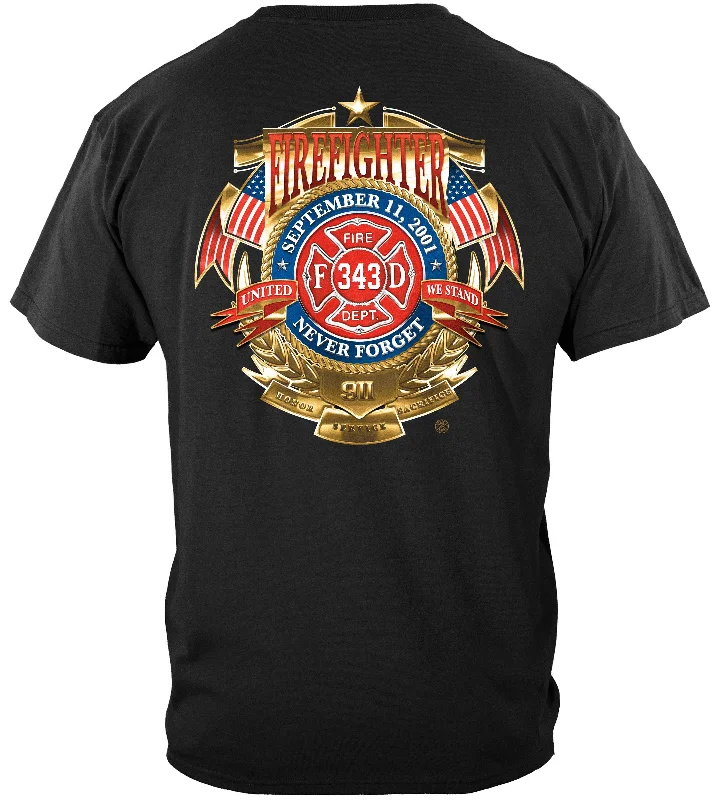 Striped Women T Shirt in a Classic PatternFirefighters Never Forget T Shirt