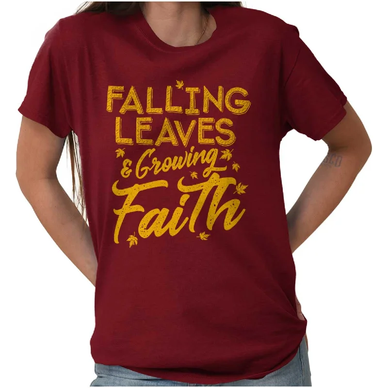 Crew Neck Women T Shirt with a Timeless DesignGrowing Faith Fall Vibes T Shirt