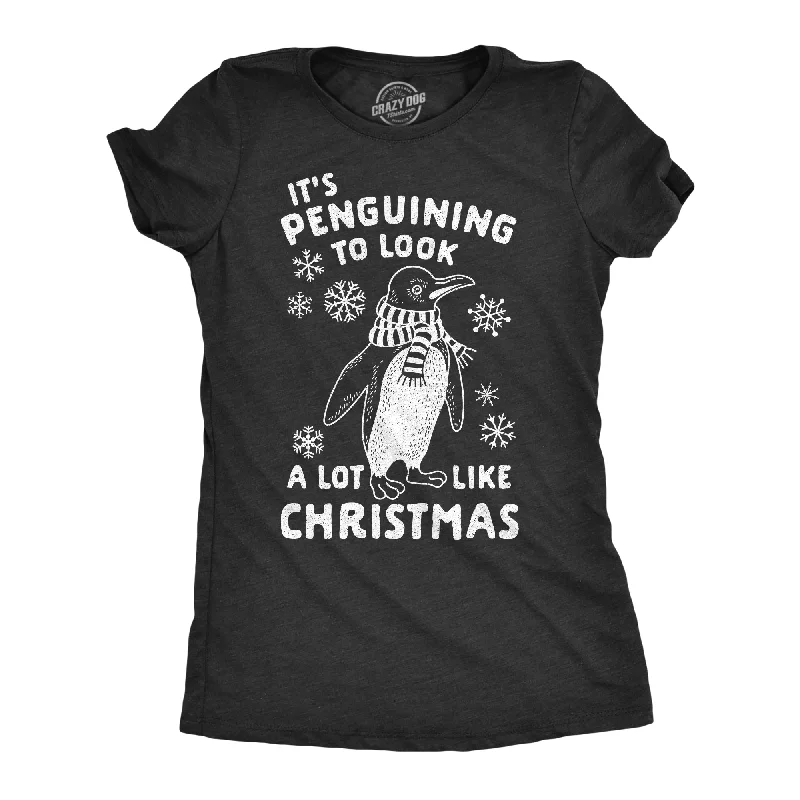 Graphic Print Women T Shirt for a Trendy StatementIt's Penguining To Look A Lot Like Christmas Women's T Shirt