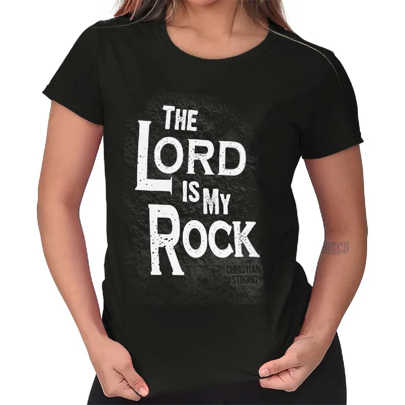 V - Neck Women T Shirt to Enhance the NecklineLord Is My Rock Ladies T Shirt