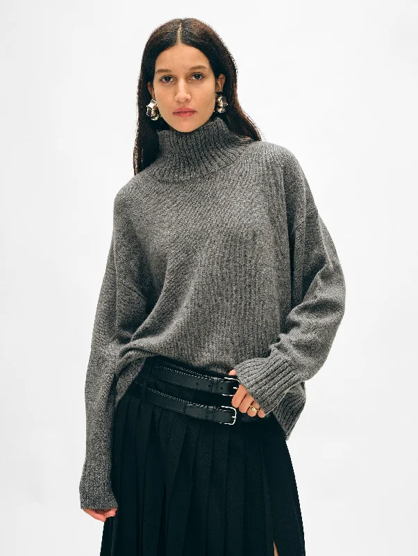 Button - Down Women's Shetland Wool Sweaters in Traditional PatternsMerino Cashmere Standneck