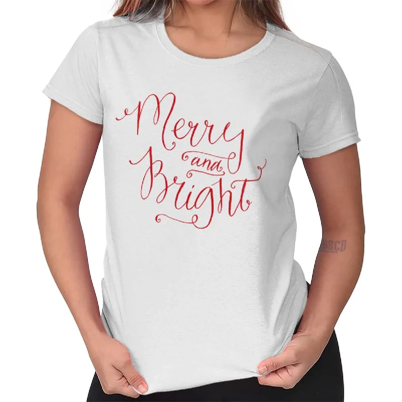 Crew Neck Women T Shirt with a Timeless DesignMerry & Bright Ladies T Shirt