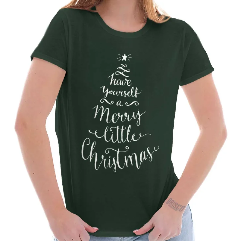 Crop Top Women T Shirt to Pair with High - Waisted BottomsMerry Little Christmas Ladies T Shirt