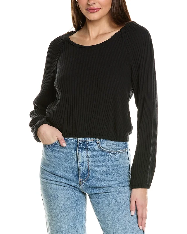 Cropped Women's Angora Blend Sweaters for a Trendy LookProject Social T Grace Bubble Hem Sweater Rib Long