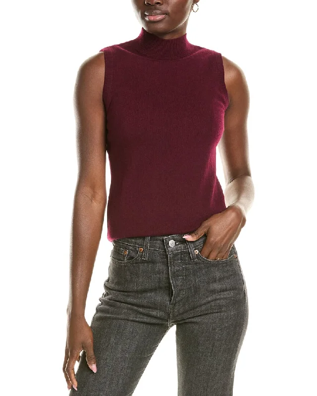 Tie - Front Women's Lambswool Sweaters in Pastel Huessofiacashmere Mock Neck Cashmere Tank