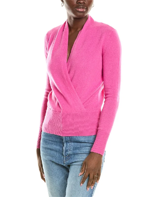 Plus Size Women's Embroidered Sweaters in Ethnic Stylessofiacashmere Modern Faux Wrap Cashmere Sweater