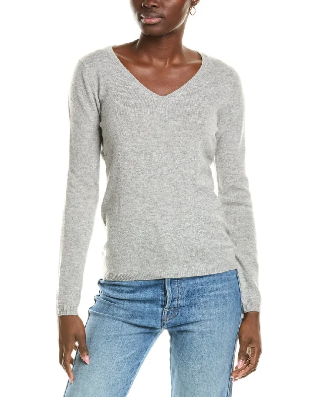 Women's Long Sleeve Turtleneck Cashmere Sweaterssofiacashmere Modern V-Neck Cashmere Sweater