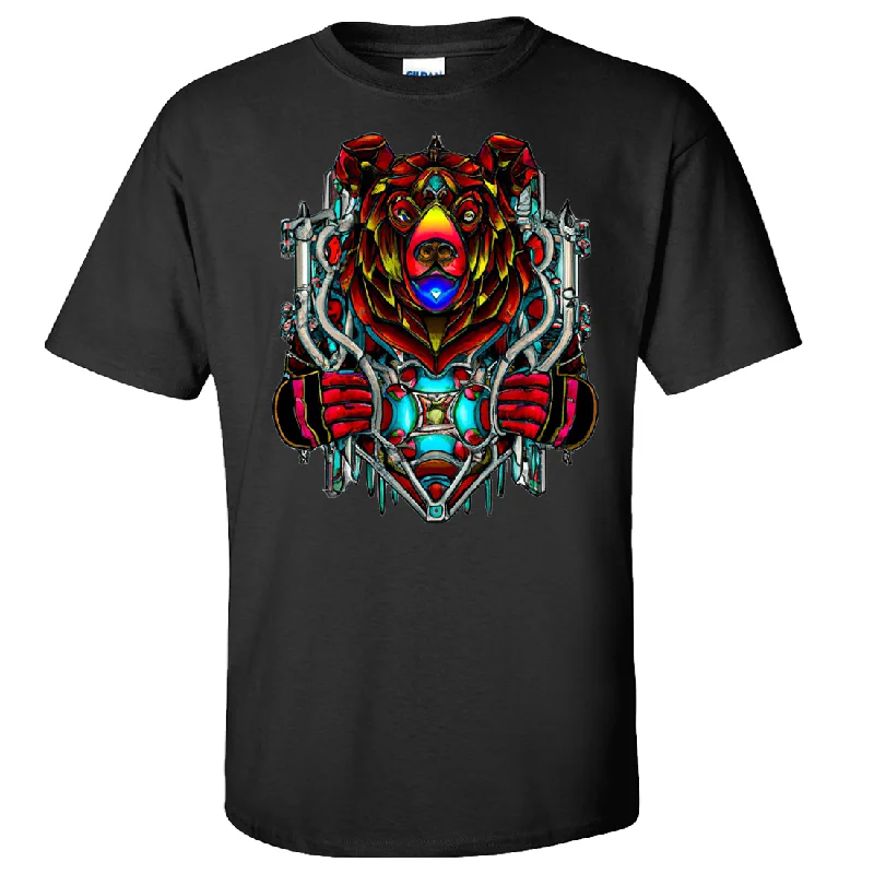 Graphic Print Women T Shirt for a Trendy StatementStained Glass Gothic Cyborg Bear Asst Colors T-shirt/tee