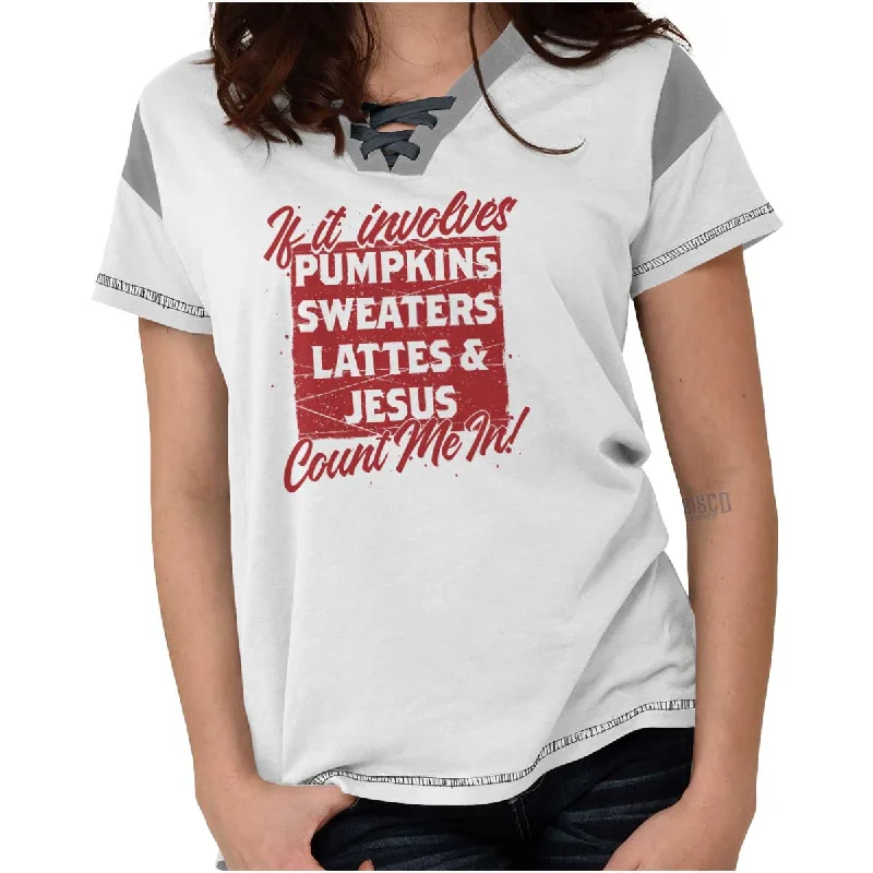 Crop Top Women T Shirt to Pair with High - Waisted BottomsSweater Weather Ladies Laceup T-shirt