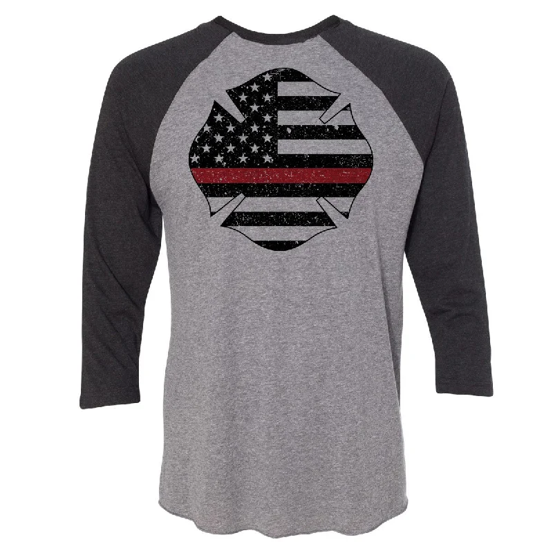 Muscle Women T Shirt for a Sporty and Casual LookThin Red Line Baseball 3/4 Sleeve Tee