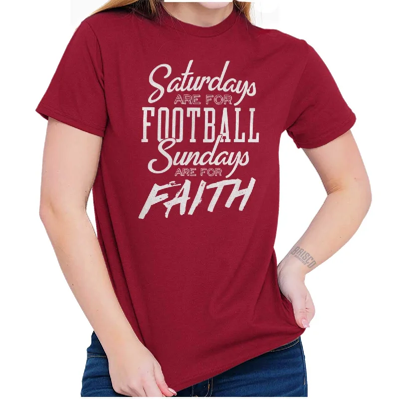 Crop Top Women T Shirt to Pair with High - Waisted BottomsWeekend Football & Faith T Shirt