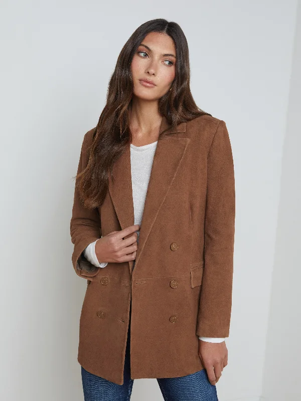 Single - Breasted Women's Tweed Blazers with Gold Buttons for a Classic LookAimee Suede Blazer