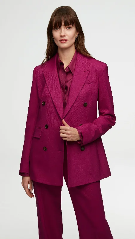 Double - Breasted Women's Polyester Blazers in Bright Colors for a Fun StyleDouble-Breasted Blazer in Seasonless Wool | Magenta