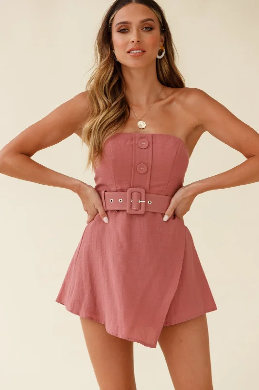 Backless Women Dress for a Sexy and Alluring Look at Evening EventsErika Bandeau Skort Romper Brown