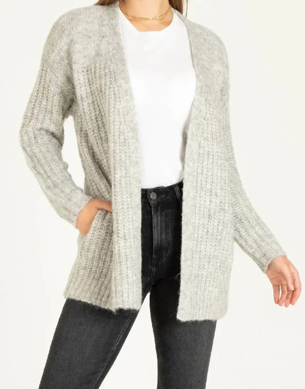 boyfriend style women cardigan for a relaxed fitHibiscus Cardigan In Heather Grey