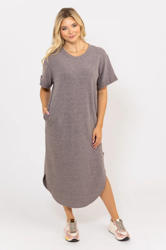 Strapless Women Dress with a Built - in Bra for Comfort and SupportKnit Pocket Midi Dress