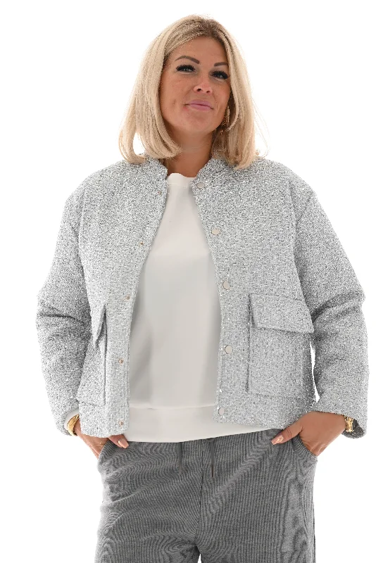 Double - Breasted Women's Polyester Blazers in Bright Colors for a Fun StyleKort jasje glitter lurex zilver