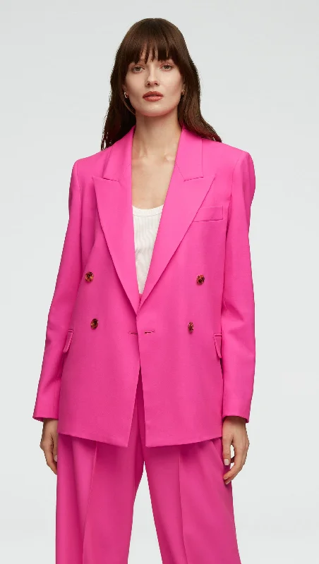 Women's Peplum Blazers in Emerald Green for a Stylish Work AttirePeak Lapel Blazer in Seasonless Wool | Bright Pink