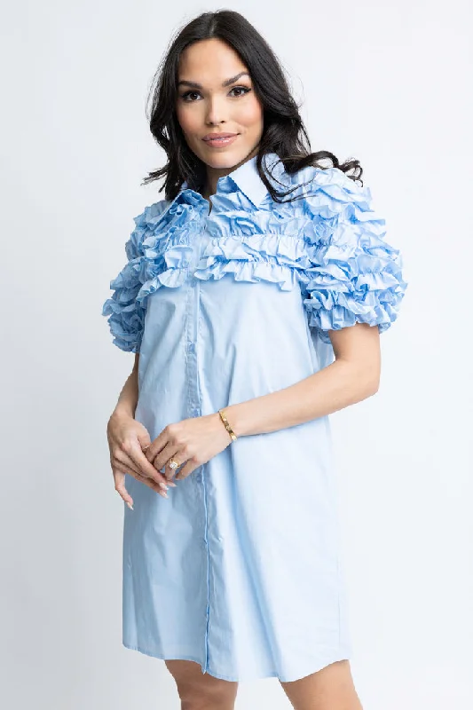 Empire Waist Women Dress to Accentuate the Bust and Conceal the WaistPoplin Ruffle Shirt Dress