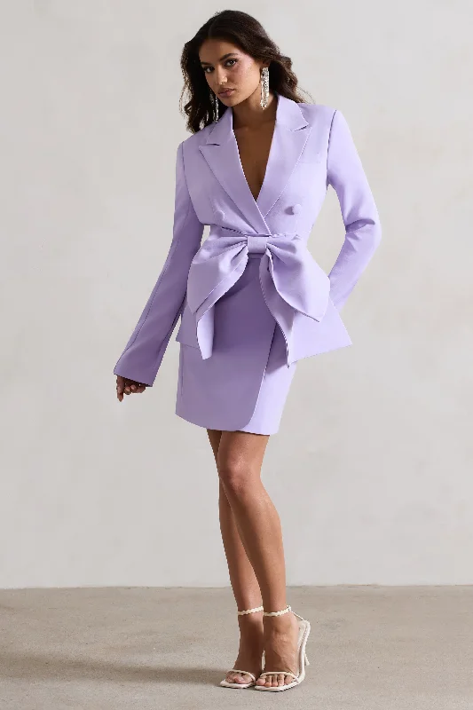 Off - the - Shoulder Women Dress for a Romantic and Feminine LookPrized | Lilac Tailored Blazer Dress With Bow