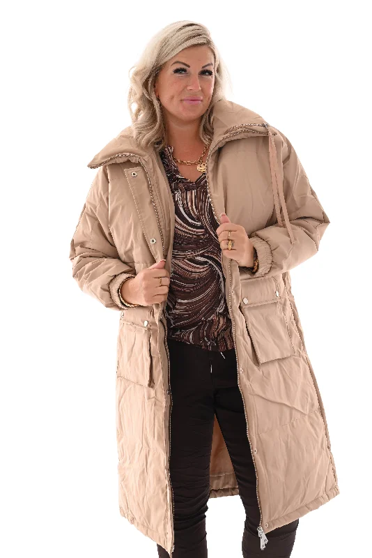 Women's Notched Lapel Blazers in Beige for a Timeless OutfitPuffer jas Queen beige