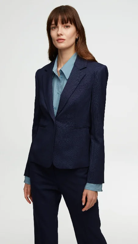 Women's Belted Blazers in Camel Color for a Sophisticated OutfitSchoolboy Blazer in Seasonless Wool | Navy