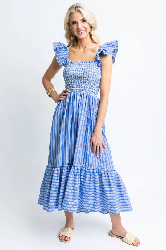 Ball Gown Women Dress with a Full Skirt for a Princess - like LookStripe Smock Ruffle Maxi Dress