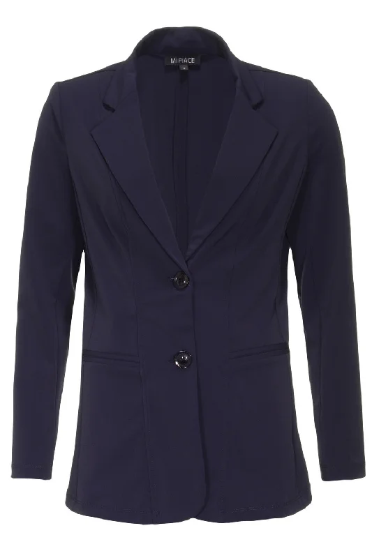 Women's Notched Lapel Blazers in Beige for a Timeless OutfitTravel blazer navy 202102A