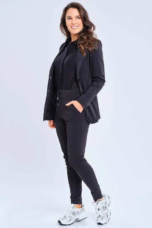 Plus Size Women's Double - Breasted Wool Blazers for Winter Office WearTravel blazer zwart 202102A