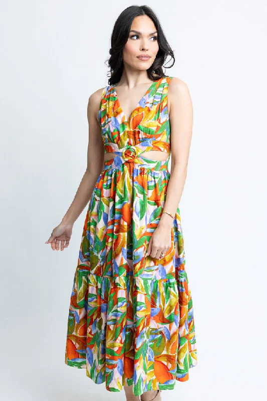 Ball Gown Women Dress with a Full Skirt for a Princess - like LookTropical Island Cut-Out Dress