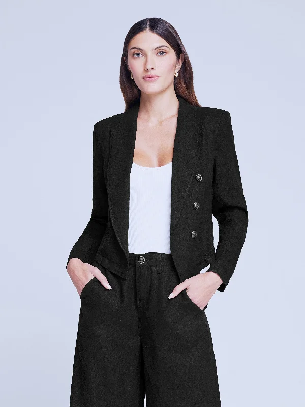 Plus Size Women's Military - Inspired Blazers with Gold Accents for a Bold LookWayne Linen Blazer