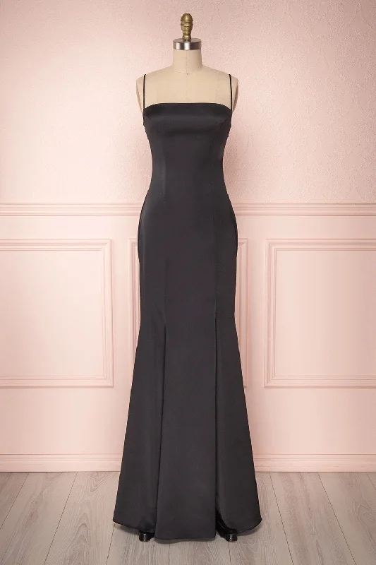 Long - Sleeve Women Dress in Velvet for a Luxurious Winter LookNaomie Black | Silky Mermaid Gown