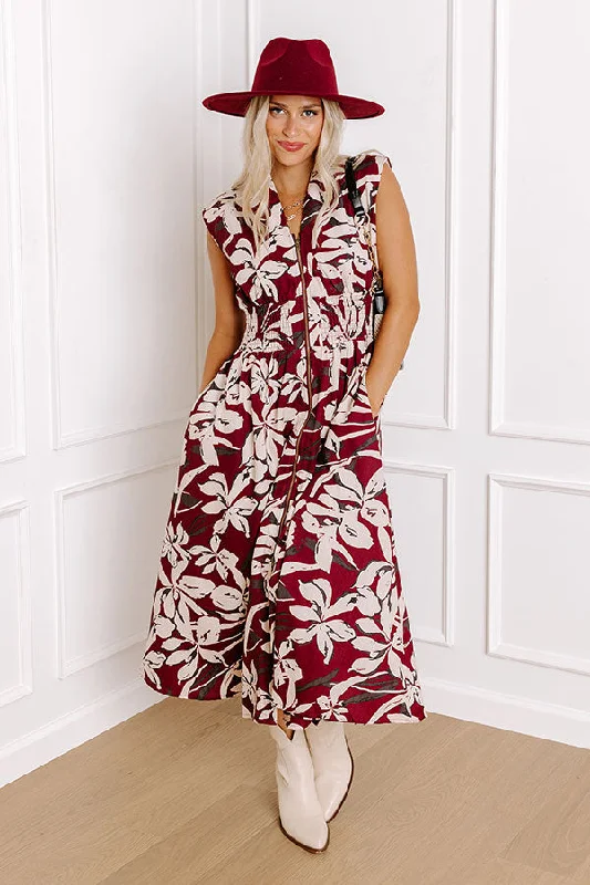 Sheath Women Dress with a Tailored Fit for a Professional LookWinery Welcome Floral Midi in Merlot