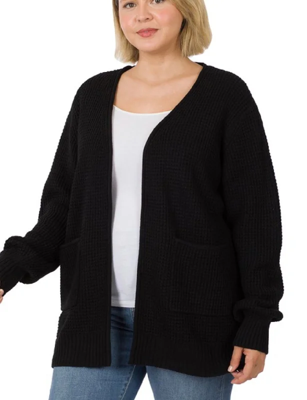 cashmere blend women cardigan for a luxurious feelEveryday Perfect Waffle Cardigan ~ Curvy Sizes