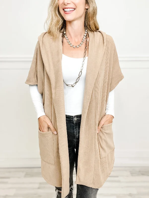 oversized women cardigan for a trendy and cozy lookHooded fleece waffle cape