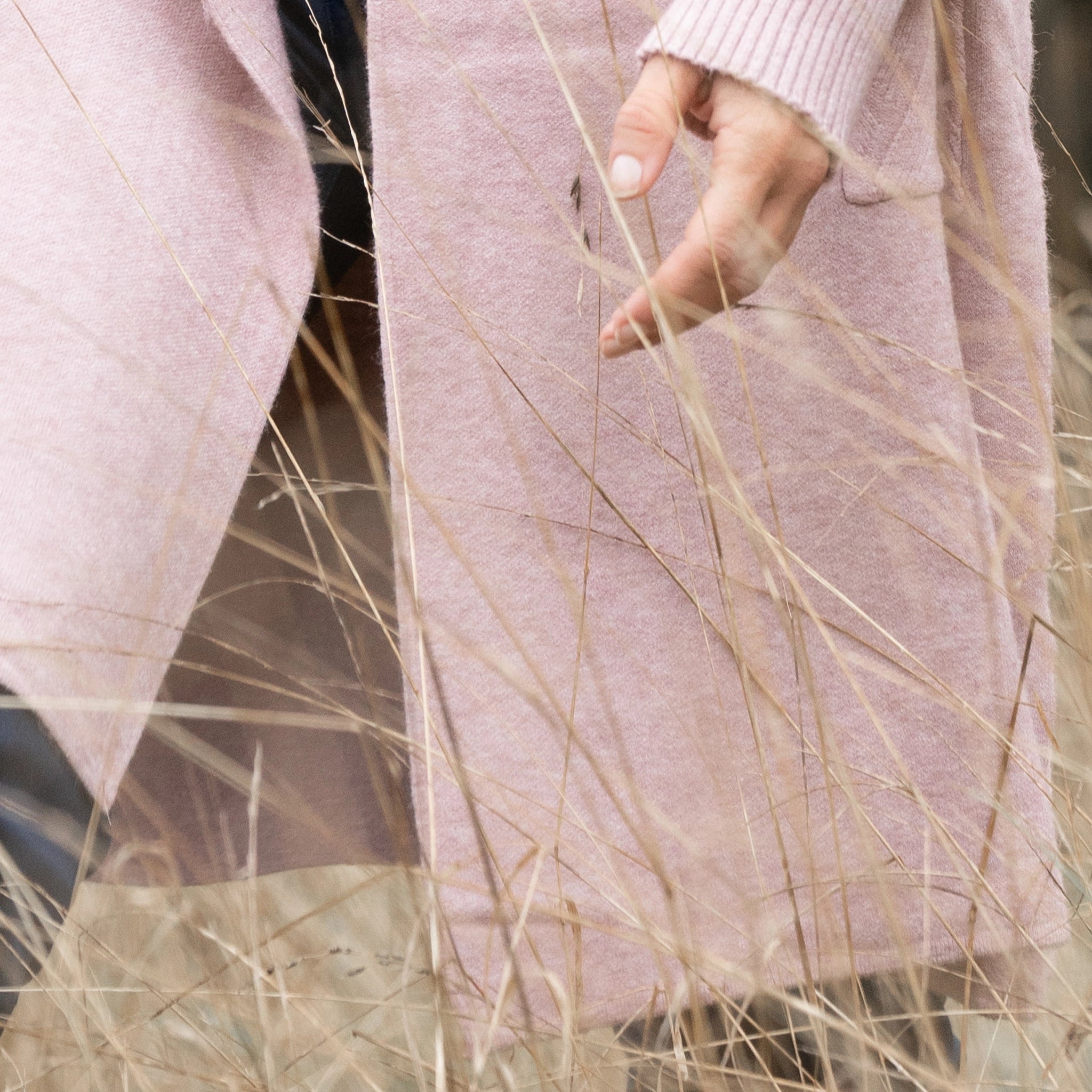 long length women cardigan with side slitsLongline Pink Cardigan