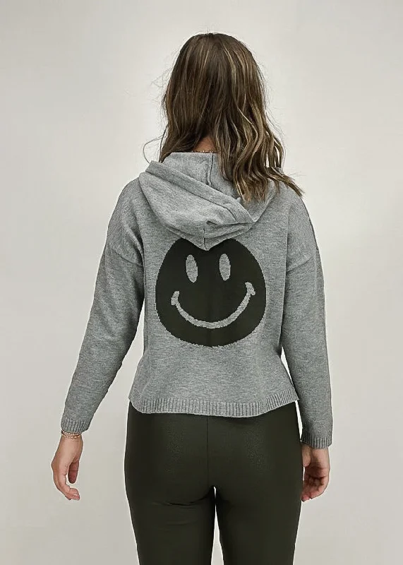 plus size women cardigan for comfortable layeringSix Fifty Good Mood Smiley Hoodie