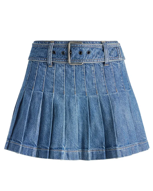 Low Rise Mera Pleated Mini Skirt in Avery Blue