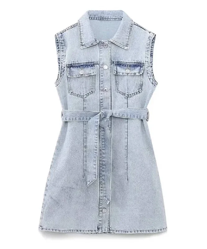 Denim Sleeveless Mini Dress